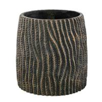 PTMD Numayla Black cement pot wavy pattern round XXL - thumbnail