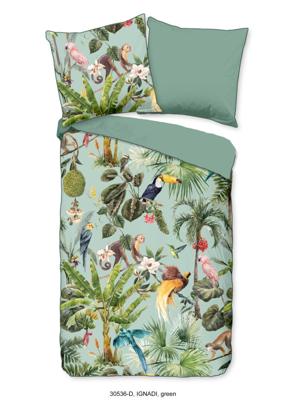 Descanso Dekbedovertrek "dieren in de jungle" - Groen - (155x220 cm) - Biologisch Katoen satijn