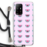 Smiley watermeloenprint: Oppo A95 5G Transparant Hoesje met koord