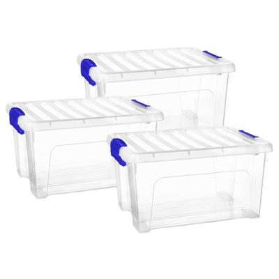 Multi Storage Opslagbox met deksel - 3x - transparant - 16.5 liter - 40 x 21 x 30 cm - kunststof