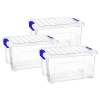 Multi Storage Opslagbox met deksel - 3x - transparant - 16.5 liter - 40 x 21 x 30 cm - kunststof