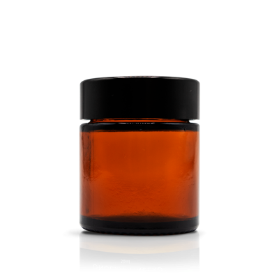 Glazen pot 30ml (bruin glas) met zwarte dop