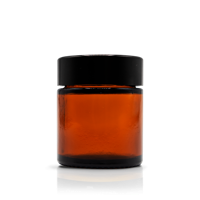 Glazen pot 30ml (bruin glas) met zwarte dop Glazen pot 30ml (bruin glas) met zwarte dop