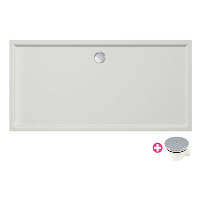 Douchevloer Xenz Mariana Plus | 180x80 cm | Incl.Afvoersifon-Chroom | Acryl | Rechthoekig | Wit mat