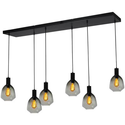 Masterlight 6-lichts hanglamp - zwart -Porto met Nicolette green glazen - 2711-05-05-130-25614