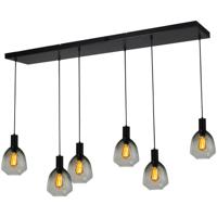 Masterlight 6-lichts hanglamp - zwart -Porto met Nicolette green glazen - 2711-05-05-130-25614