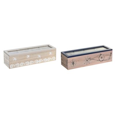 Box for Infusions DKD Home Decor Kristal Blauw Wit Hout MDF (30 x 9 x 8 cm) (2 Stuks)