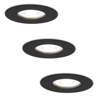 Set van 3 Bari LED inbouwspots - 4 Watt 345 Lumen - 6500K daglicht wit - GU10 - Dimbaar - Rond - IP64 Waterdicht - Zwart - Voor binnen, buiten en badkamer Set van 3 Bari LED inbouwspots - 4 Watt 345 Lumen - 6500K daglicht wit - GU10 - Dimbaar - Rond - IP64 Waterdicht - Zwart - Voor binnen, buiten en badkamer