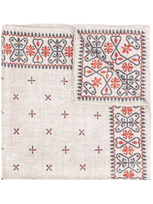 Brunello Cucinelli foulard en soie à imprimé géométrique - Tons neutres