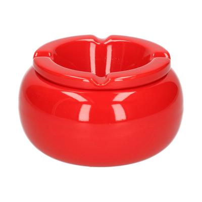 Stormasbak - rood - rond - 11 cm - keramiek - asbak voor buiten - terras asbak