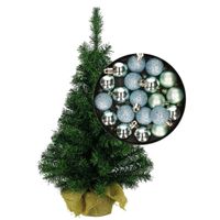 Mini kerstboom/kunst kerstboom H45 cm inclusief kerstballen mintgroen   - - thumbnail