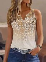 Floral Casual Notched Buckle Loose Tank Top - thumbnail