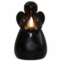 LED herdenkingskaars engel?- zwart - 14 x 8 cm - met timer - op batterijen