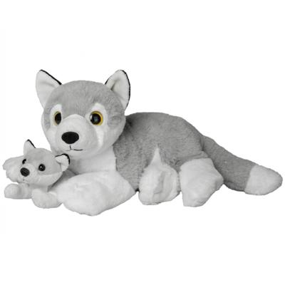 Nature Planet Wolven Knuffels - pluche - jong en moeder - 22 cm