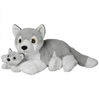 Nature Planet Wolven Knuffels - pluche - jong en moeder - 22 cm