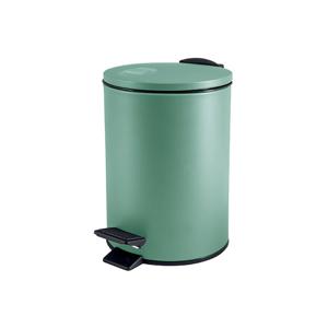 Spirella Pedaalemmer Cannes - groen - 5 liter - metaal - L20 x H27 cm - soft-close - toilet/badkamer - Pedaalemmers