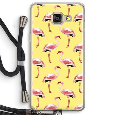 Flamingo's geel: Samsung Galaxy A5 (2016) Transparant Hoesje met koord