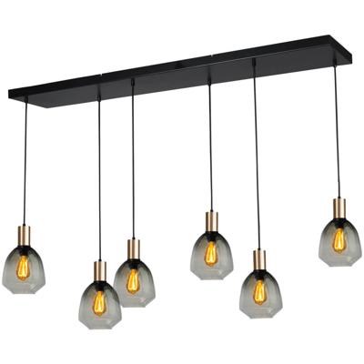 Masterlight 6-lichts hanglamp - goud -Porto met Nicolette green glazen - 2711-05-02-130-25614