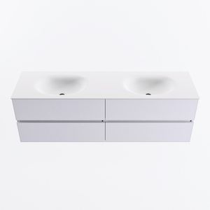MONDIAZ VICA 160cm badmeubel onderkast Cale 4 lades. Wastafel MOON dubbel 2 kraangaten, kleur Talc.
