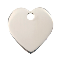 Heart roestvrijstalen dierenpenning large/groot 3,8 cm x 3,8 cm - RedDingo