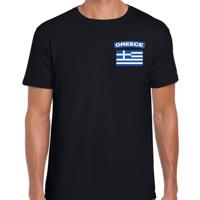 Griekenland thema t-shirt - met vlag op borst - zwart - voor heren - landen shirt - supporters