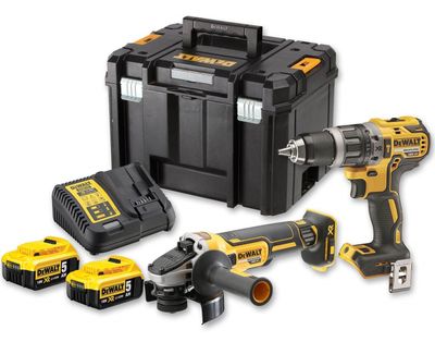 DeWalt DCK2020P2T accu set | DCD791 accuboormachine + DCG405 accu haakse slijper | 18v 5.0Ah Li-ion - DCK2020P2T-QW