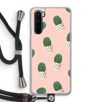 Cactusprint roze: OnePlus Nord Transparant Hoesje met koord