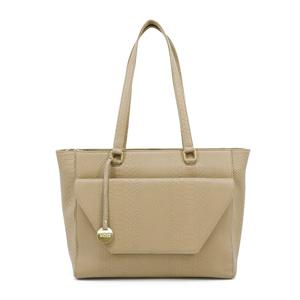 Leren laptoptas dames 15.6 inch - taupe slangenprint - MŌSZ Denise