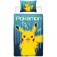 Omkeerbaar beddengoedset - POKEMON - Pikachu Laser - Microvezel - 1 dekbedovertrek 140 x 200 cm + 1 kussensloop 63 x 63 cm