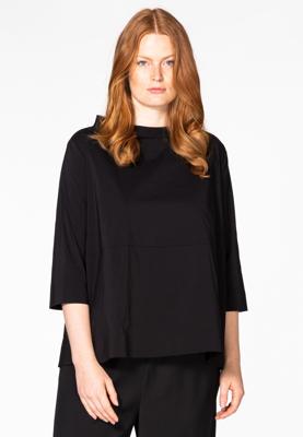 Yoek Blouse wide buttoned back | Zwart | Maat 50/52