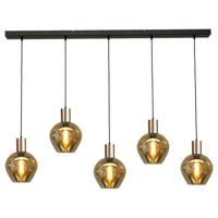 Masterlight Zwarte hanglamp met goudBounty 5-lichts curiosa glas - 2471-05-02-130-5-3