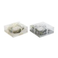 Kaars DKD Home Decor Gouden Zilverkleurig Kerstmis 21,5 x 21,5 x 8,5 cm (2 Stuks)