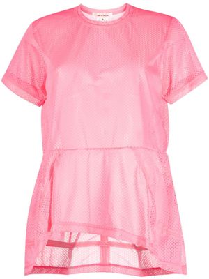 Comme Des Garçons t-shirt perforé à ourlet asymétrique - Rose