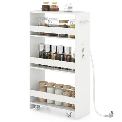 20 cm Smalle Opbergkar Met Oplaadstation 4-laags Mobiele Keukenkar