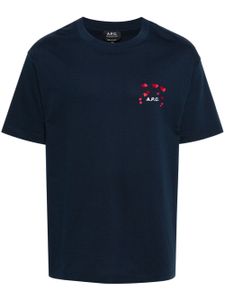 A.P.C. t-shirt en coton à logo imprimé - Bleu