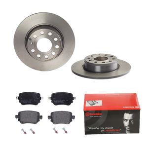 Remmenset, remschijf BREMBO, Remschijftype: Massief, Inbouwplaats: Achteras, u.a. für Seat, Skoda, Audi, VW