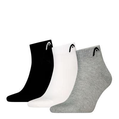 HEAD Quartersokken Training 3-pack Grijs / Wit / Zwart-43/46