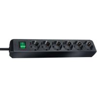 Brennenstuhl Eco-Line met schakelaar 6-voudig zwart 3 m H05VV-F 3G1,5 | Mtools