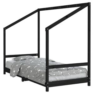 vidaXL Kinderbedframe 90x200 cm massief grenenhout zwart