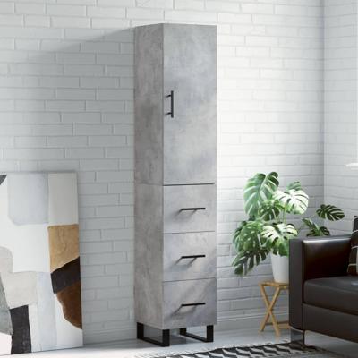 Hoge kast 34,5x34x180 cm bewerkt hout betongrijs