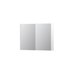 INK SPK2 Spiegelkast - 100x14x74cm - 2 deuren - dubbelzijdige Spiegel - schakelaar en stopcontact - MDF lak wit mat 1105301