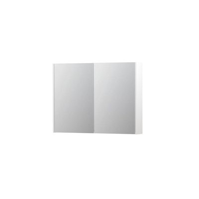 INK SPK2 Spiegelkast - 100x14x74cm - 2 deuren - dubbelzijdige Spiegel - schakelaar en stopcontact - MDF lak wit mat 1105301