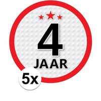 5x 4 Jaar leeftijd stickers rond verjaardag versiering   -