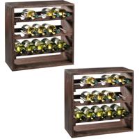 Kesper Wijnrek - 2x - voor 15 flessen - 25 x 50 x 50 cm - hout - vierkant
