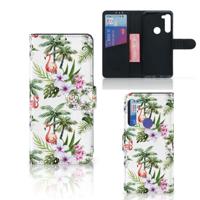 Motorola G8 Power | Telefoonhoesje | Met pasjeshouder | Flamingo Palms