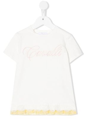 Roberto Cavalli Junior t-shirt à logo brodé - Blanc