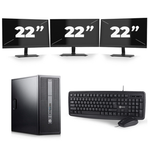 HP EliteDesk 800 G2 Tower - Intel Core i7-6e Generatie - 16GB RAM - 256GB SSD - Windows 11 + 3x 22 inch Monitor