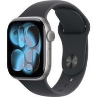 Apple Watch Series 11 GPS + Cellular - 42 mm - Spacegrijze aluminium kast - Zwarte sportband - M/L