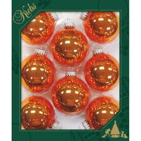 Krebs Kerstballen - 8x st - oranje - 7 cm - glas - orange crunch   -