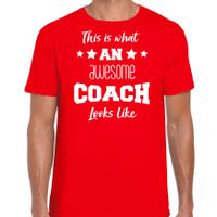 Cadeau t-shirt voor heren - awesome coach - coaches bedankje - rood